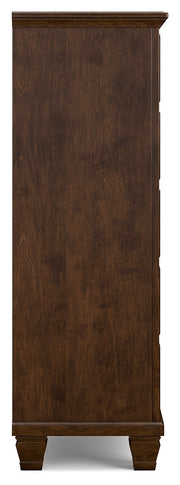 Danabrin Full Panel Bed with Mirrored Dresser and Chest in Brown - PKG015203
