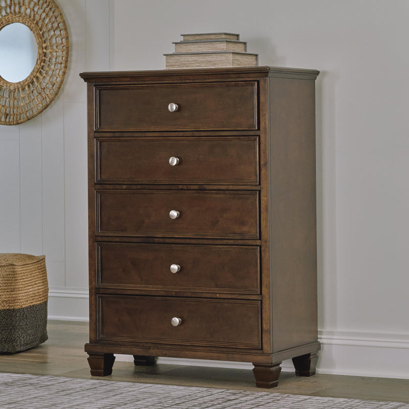 Danabrin Full Panel Storage Bed, Dresser and Chest in Brown - PKG023936