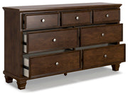 Danabrin Full Panel Storage Bed, Dresser and Nightstand in Brown - PKG023935