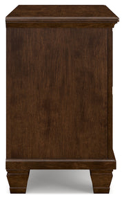 Danabrin King Panel Bed with Mirrored Dresser and Nightstand in Brown - PKG015184