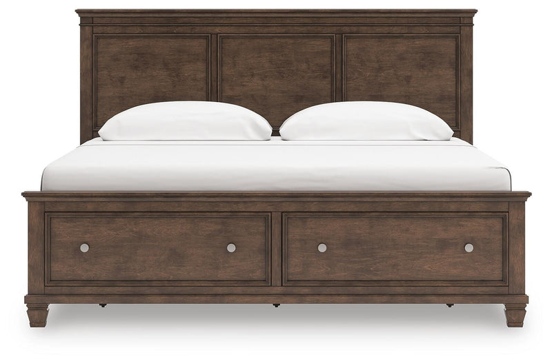 Danabrin King Panel Storage Bed, Dresser and Nightstand in Brown - PKG023945