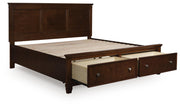 Danabrin King Panel Storage Bed, Dresser, Mirror and Nightstand in Brown - PKG023944