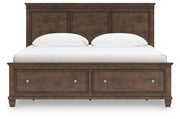 Danabrin King Panel Storage Bed, Dresser, Mirror and Nightstand in Brown - PKG023944