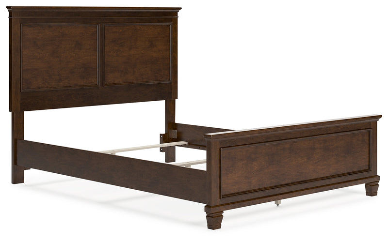 Danabrin Queen Panel Bed with Mirrored Dresser and Chest in Brown - PKG015179