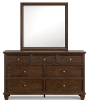Danabrin Queen Panel Bed with Mirrored Dresser, Chest and Nightstand in Brown - PKG015180