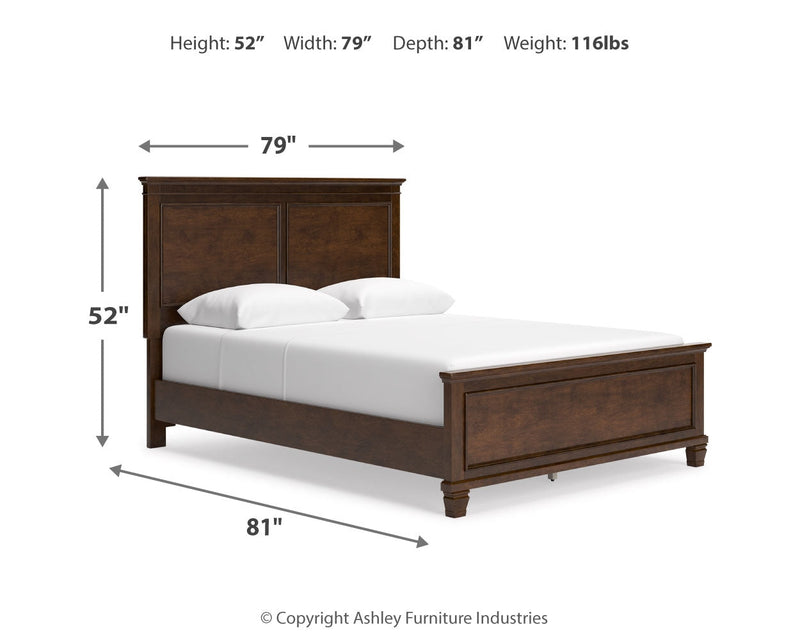 Danabrin Queen Panel Bed with Mirrored Dresser, Chest and Nightstand in Brown - PKG015180