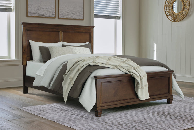 Danabrin Queen Panel Bed with Mirrored Dresser, Chest and Nightstand in Brown - PKG015180