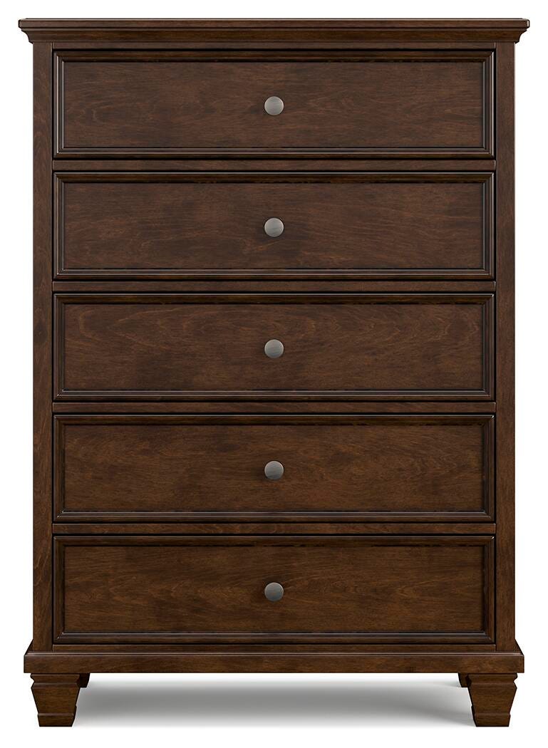 Danabrin Queen Panel Storage Bed, Dresser and Chest in Brown - PKG023941