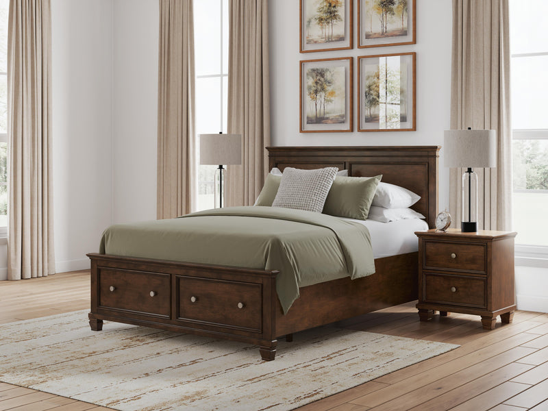 Danabrin Queen Panel Storage Bed, Dresser and Nightstand in Brown - PKG023940