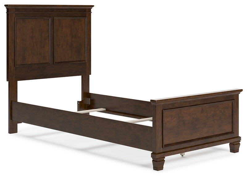 Danabrin Twin Panel Bed with Mirrored Dresser and Chest in Brown - PKG015197