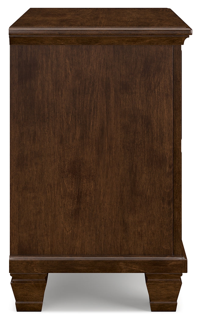 Danabrin Twin Panel Bed with Mirrored Dresser, Chest and Nightstand in Brown - PKG015198