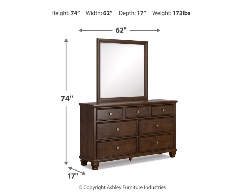 Danabrin Twin Panel Bed with Mirrored Dresser in Brown - PKG015193
