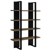 Danbrook 71-inch 4-shelf Bookshelf Black and Aged Walnut - 882036