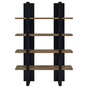 Danbrook 71-inch 4-shelf Bookshelf Black and Aged Walnut - 882036