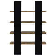 Danbrook 71-inch 4-shelf Bookshelf Black and Aged Walnut - 882036