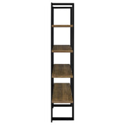 Danbrook 71-inch 4-shelf Bookshelf Black and Aged Walnut - 882036