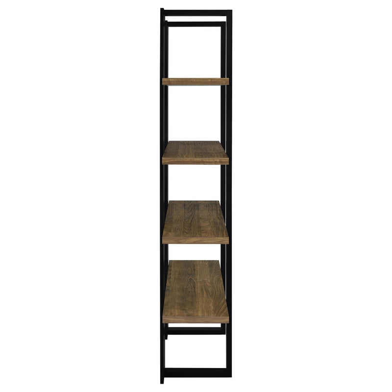 Danbrook 71-inch 4-shelf Bookshelf Black and Aged Walnut - 882036
