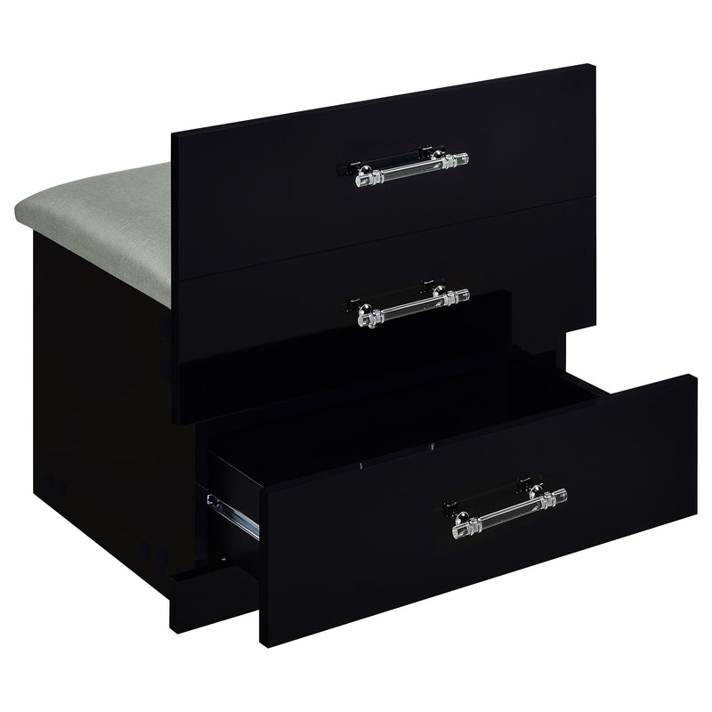 Danbury 3-drawer Makeup Vanity & Stool Set Black High Gloss - 930209