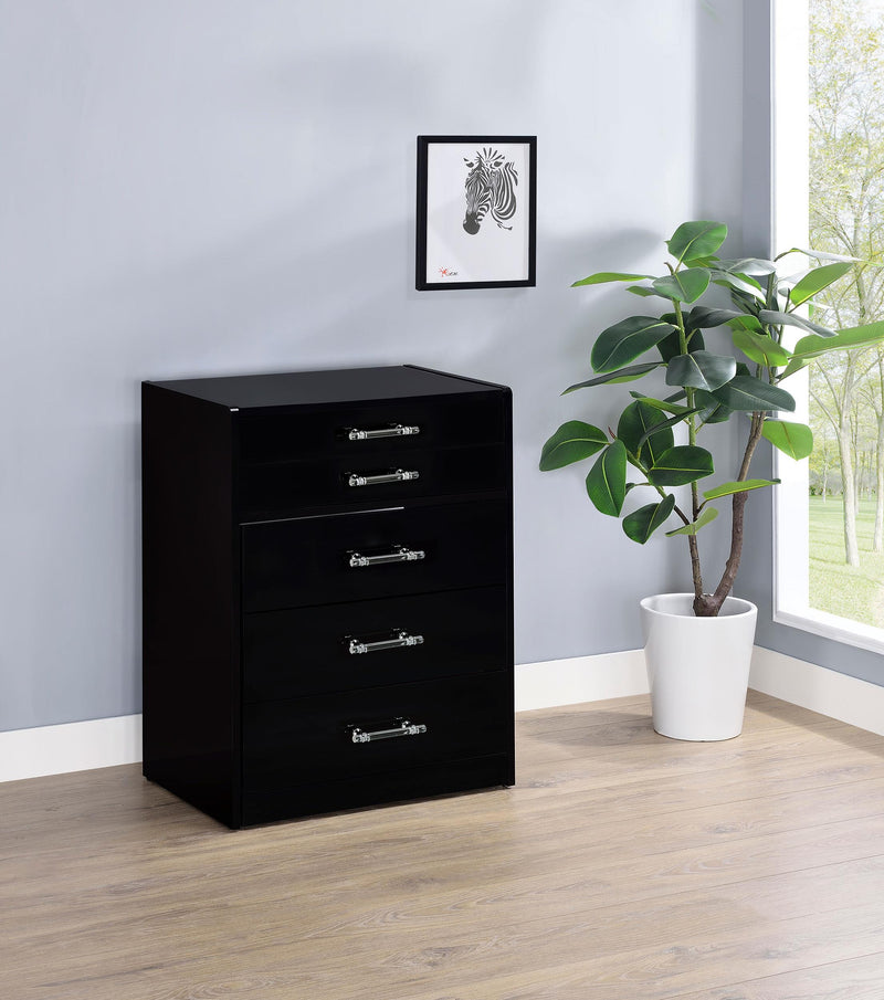 Danbury 3-drawer Makeup Vanity & Stool Set Black High Gloss - 930209