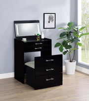 Danbury 3-drawer Makeup Vanity & Stool Set Black High Gloss - 930209