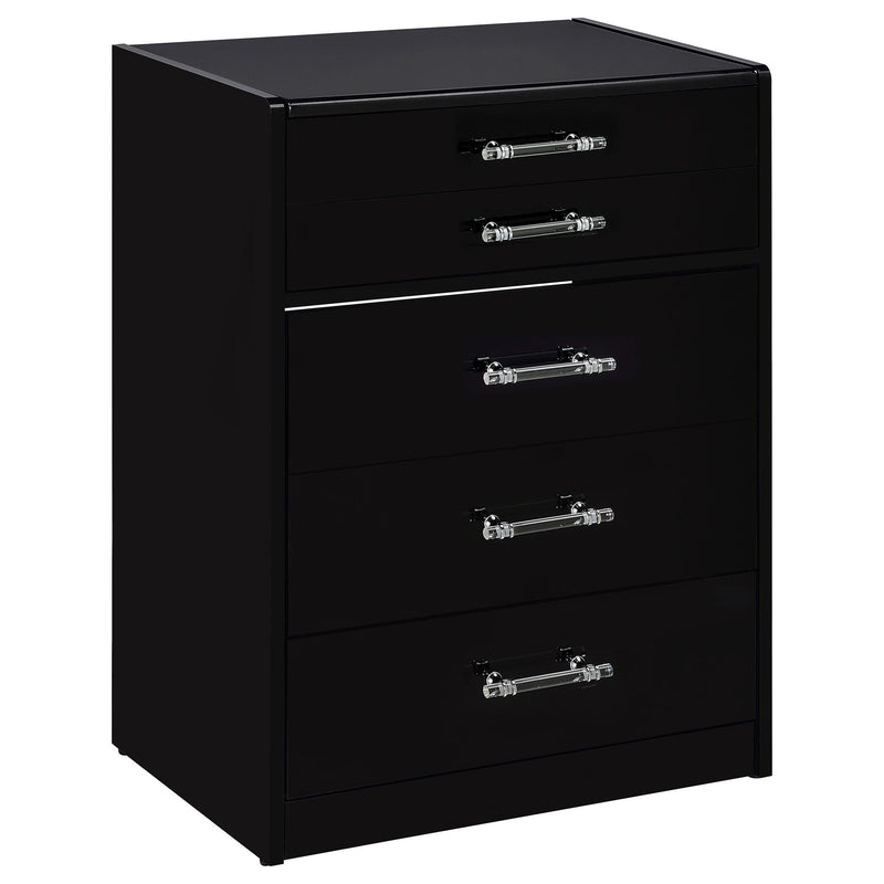 Danbury 3-drawer Makeup Vanity & Stool Set Black High Gloss - 930209