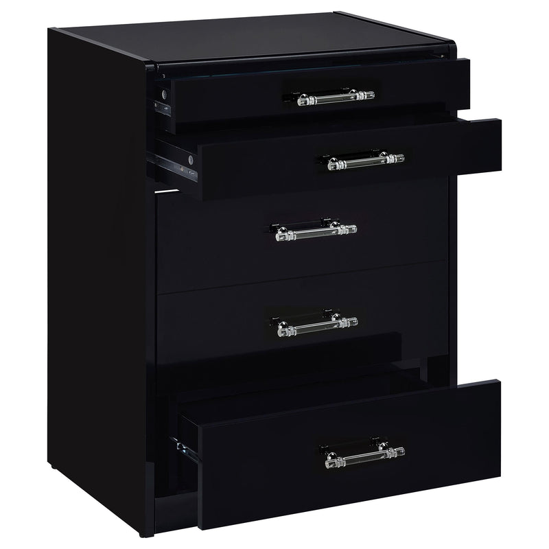 Danbury 3-drawer Makeup Vanity & Stool Set Black High Gloss - 930209