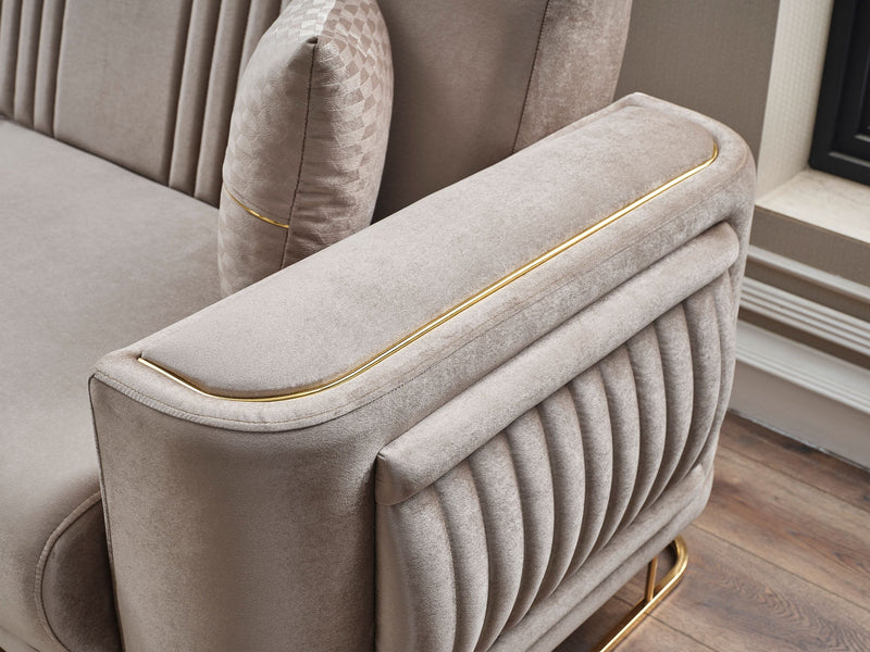 Dante Convertible Sofa in Beige - 200-SER-DAN-VELVET260-3