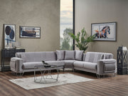 Dante Sectional Sofa in Light Grey - 200-SER-DAN-VELVET405-S