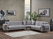 Dante Sectional Sofa in Light Grey - 200-SER-DAN-VELVET405-S