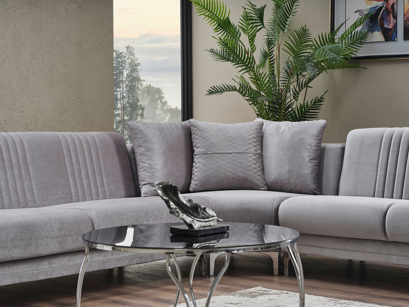 Dante Sectional Sofa in Light Grey - 200-SER-DAN-VELVET405-S