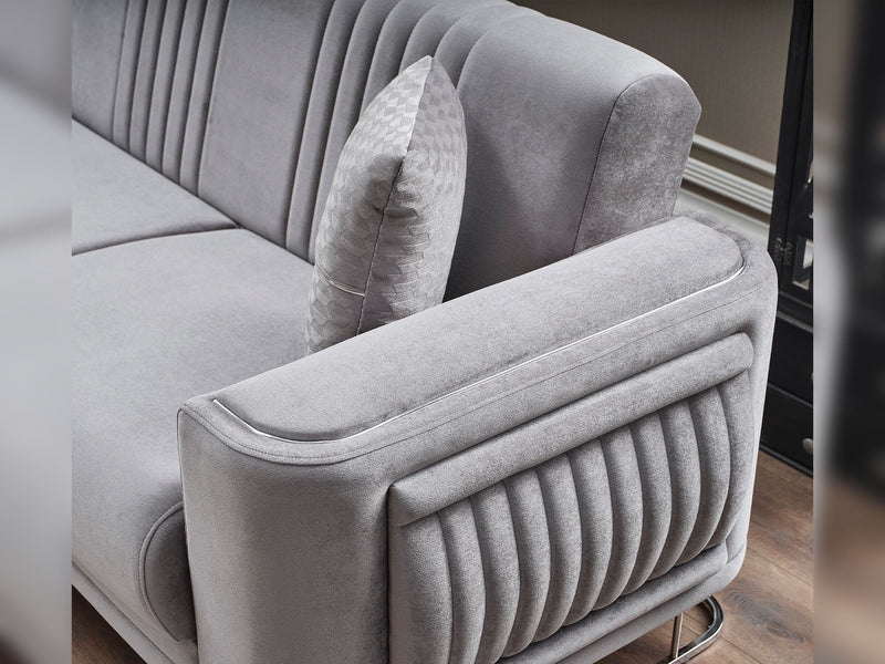 Dante Sectional Sofa in Light Grey - 200-SER-DAN-VELVET405-S