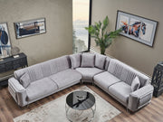 Dante Sectional Sofa in Light Grey - 200-SER-DAN-VELVET405-S