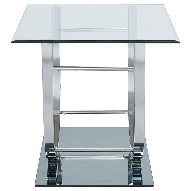 Danville Square U-Shaped Glass Top Side End Table Chrome - 704987