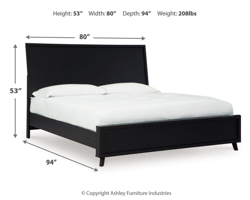 Danziar Black King Panel Bed, Dresser and 2 Nightstands - B1013B14