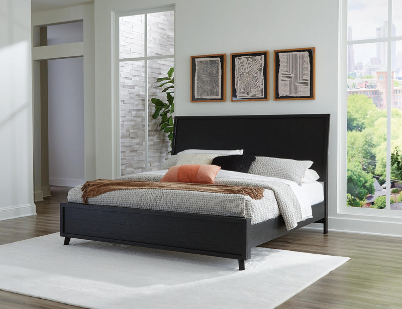 Danziar Black King Panel Bed, Dresser and 2 Nightstands - B1013B14