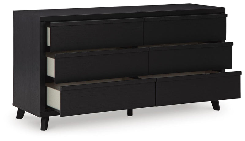 Danziar Black King Panel Bed, Dresser and 2 Nightstands - B1013B14