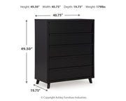 Danziar Queen Panel Bed with Mirrored Dresser and Chest in Black - PKG015893