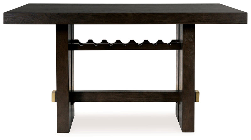 Dark Brown Burkhaus Counter Height Dining Table and 6 Barstools with Storage - PKG019512