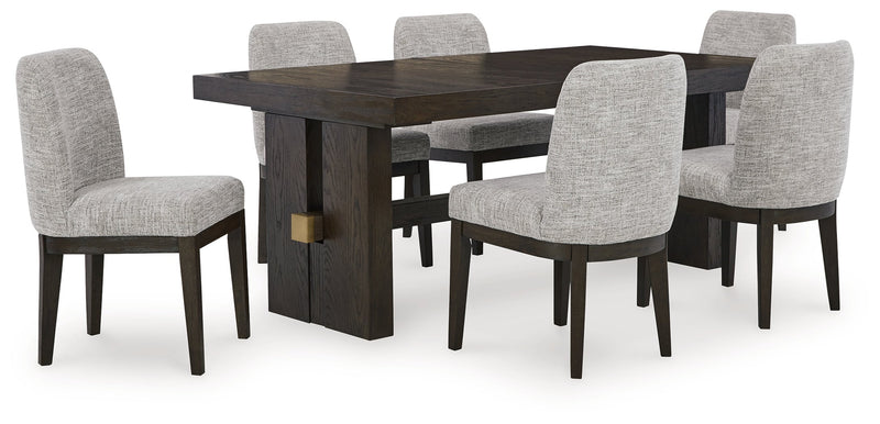 Burkhaus Dark Brown Dining Table and 6 Side Chairs from Ashley - DMV Furniture
