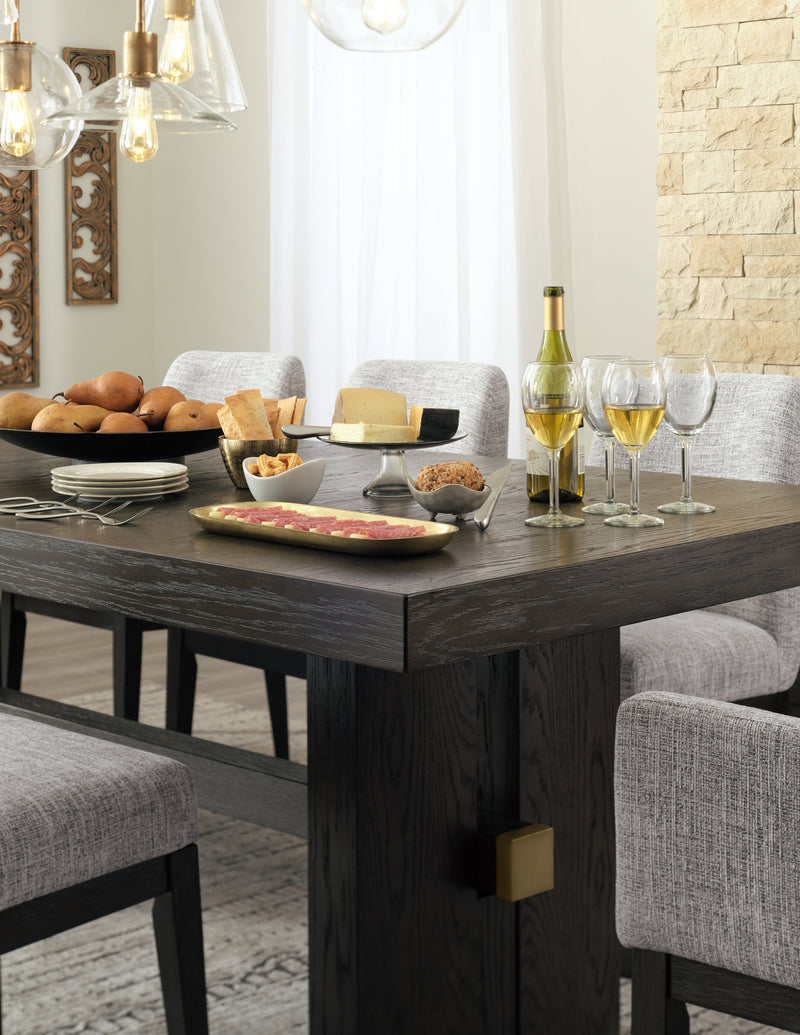 Dark Brown Burkhaus Dining Table and 8 Chairs with Storage - PKG013373