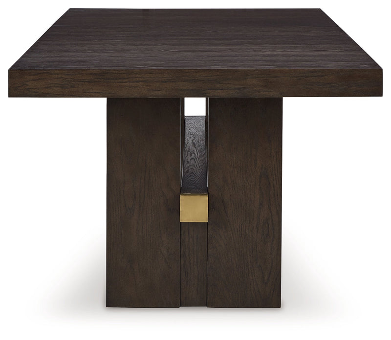 Dark Brown Burkhaus Dining Table and 8 Chairs with Storage - PKG013374