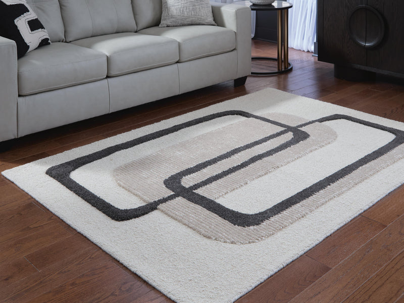 Davismour Ivory/Taupe/Charcoal 5' x 7' Area Rug - R407562