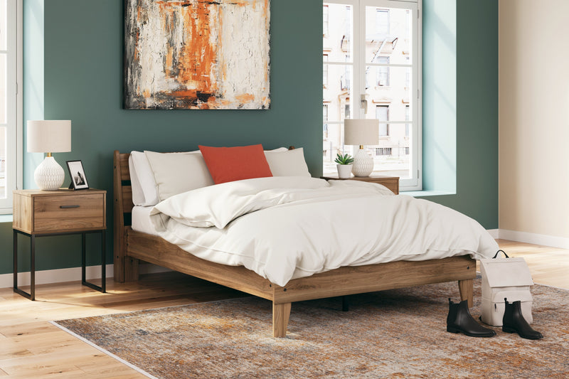 Deanlow Full Panel Headboard with Dresser and 2 Nightstands in Honey - PKG017178