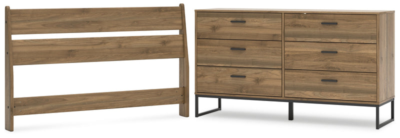 Deanlow Full Panel Headboard with Dresser in Honey - PKG017177