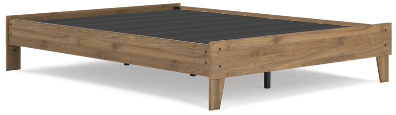 Deanlow Queen Platform Bed with 2 Nightstands in Honey - PKG017270