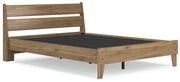 Deanlow Queen Platform Panel Bed with 2 Nightstands in Honey - PKG017277