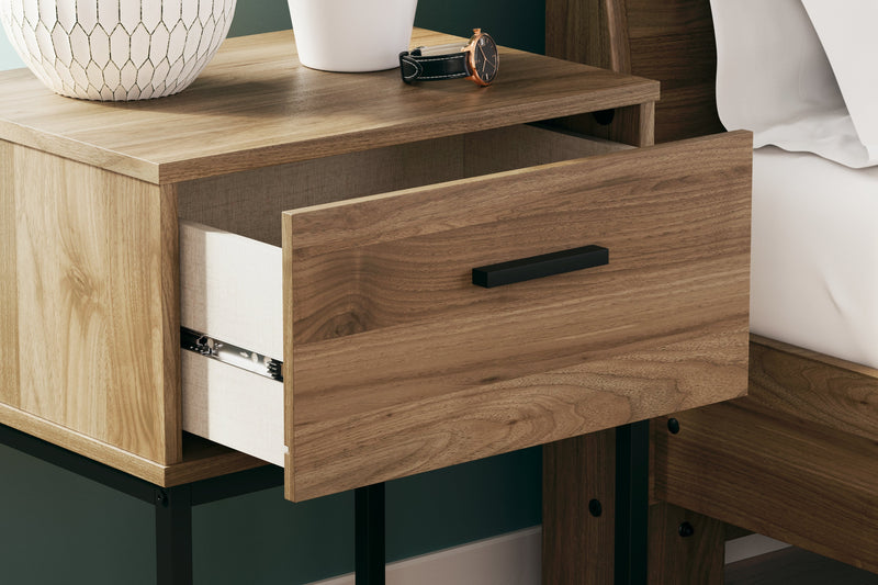 Deanlow Twin Panel Headboard with Nightstand in Honey - PKG017172