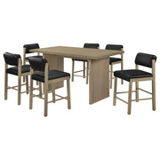 Decker 7-piece 70-inch Rectangular Counter Height Dining Set Black and Natural Oak - 193958NAT-S7C