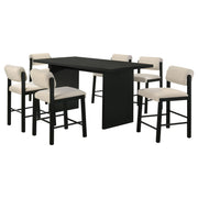 Decker 7-piece 70-inch Rectangular Counter Height Dining Set Cream and Black - 193958BLK-S7B