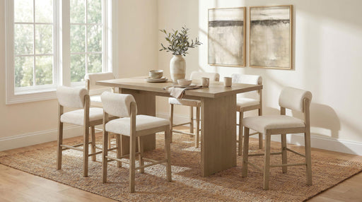 Decker 7-piece 70-inch Rectangular Counter Height Dining Set Cream and Natural Oak - 193958NAT-S7B